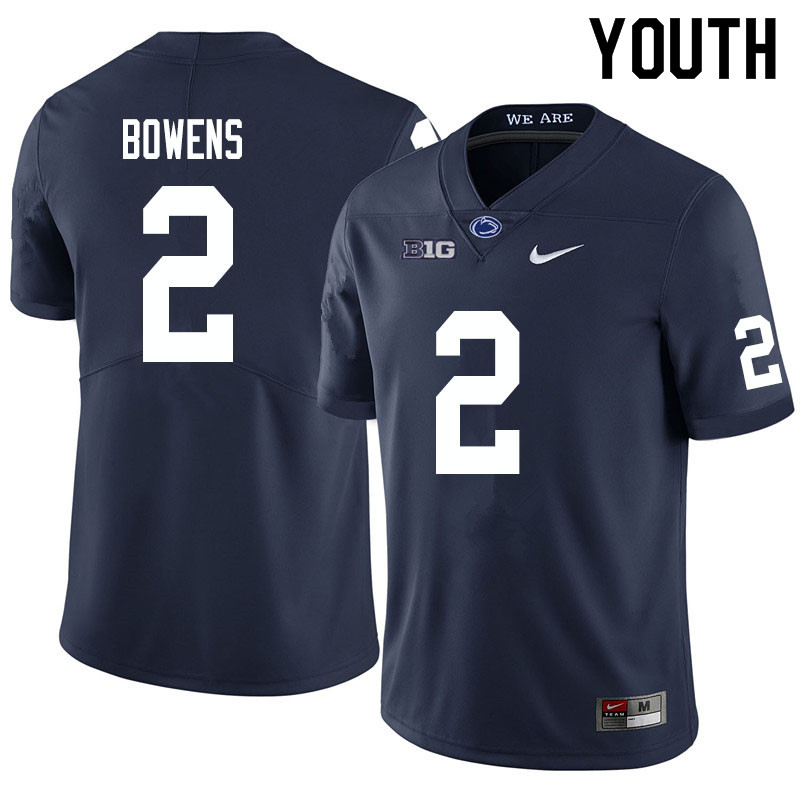 Youth #2 Micah Bowens Penn State Nittany Lions College Football Jerseys Sale-Navy